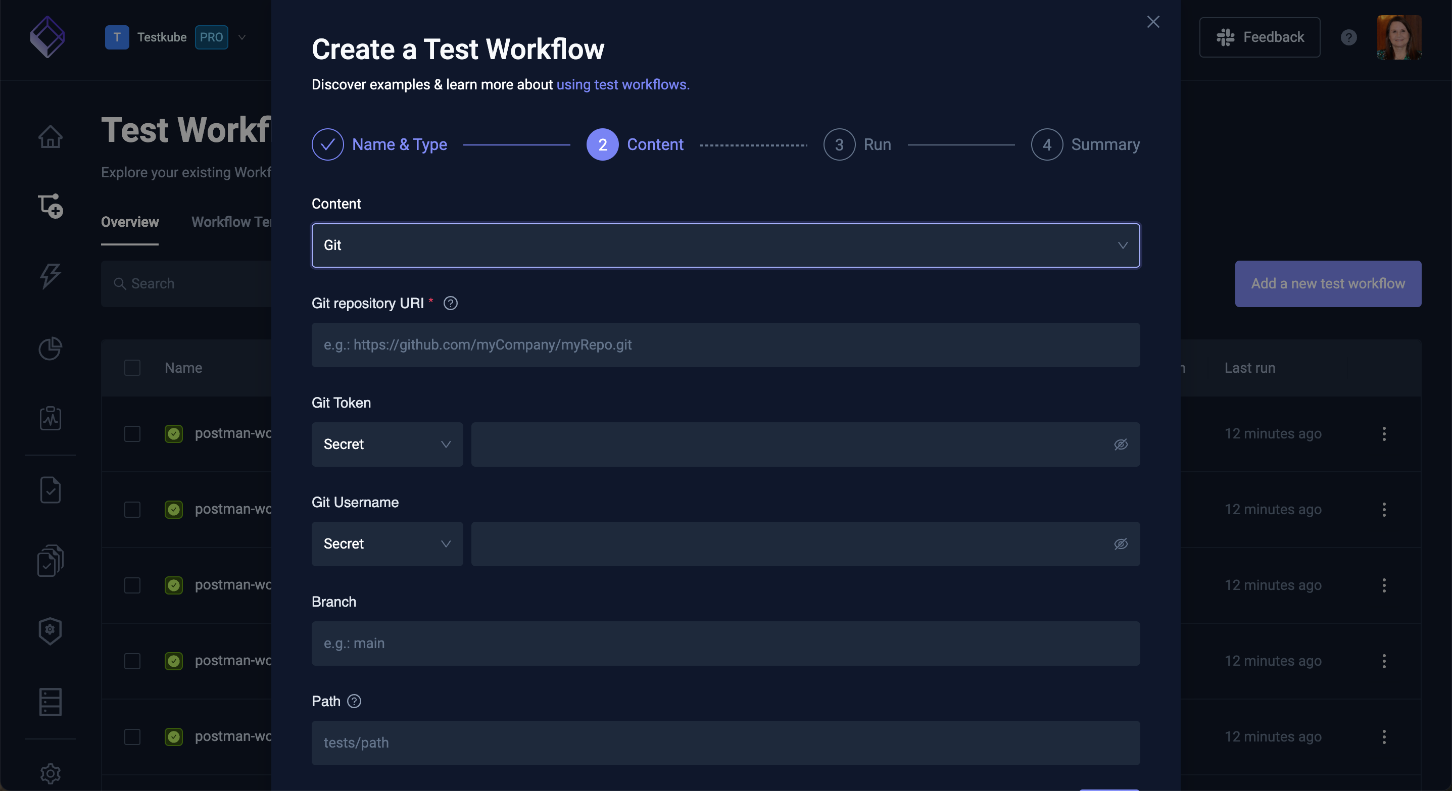 Workflow Git Option